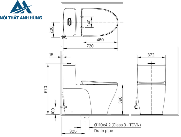 Bồn cầu 1 khối nắp rửa cơ INAX AC-989 + CW-S32VN