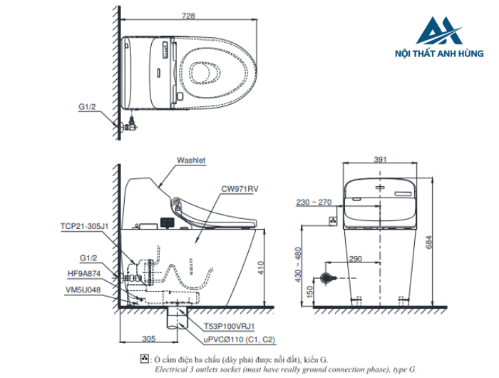 Bàn cầu điện tử TOTO C971/TCF9433A GG