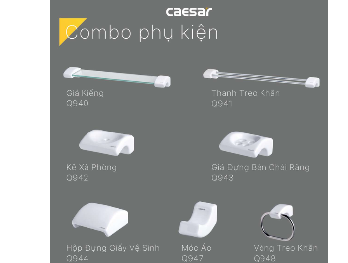 Bộ Phụ Kiện 6 Món Sứ Caesar Q940A6 Phòng Tắm