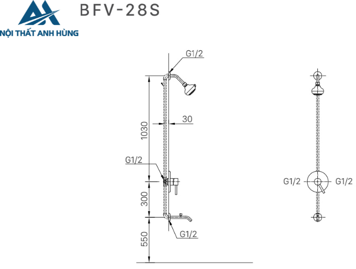 Bộ sen tắm âm tường INAX BFV-28S nóng lạnh