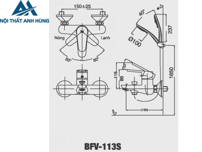Bộ vòi sen tắm nóng lạnh INAX BFV-113S