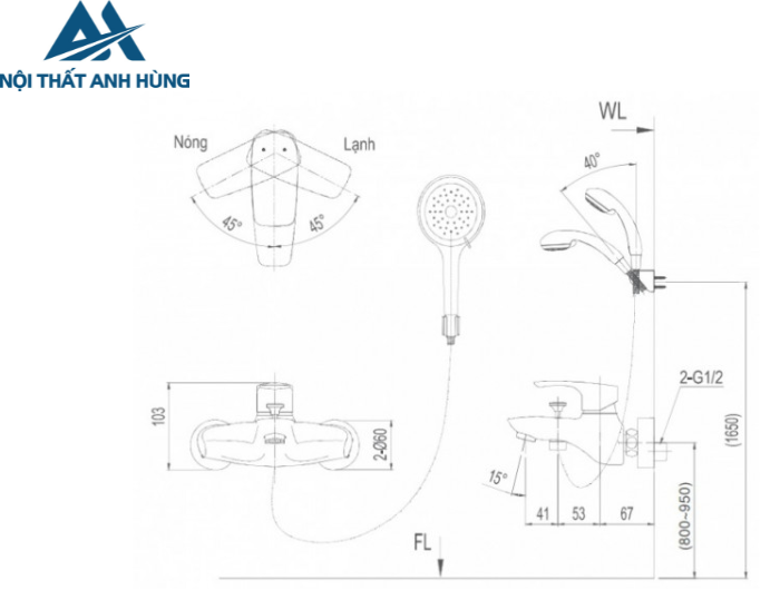 Bộ vòi sen tắm nóng lạnh INAX BFV-213S-1C