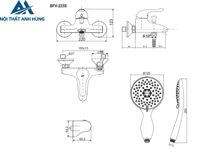 Bộ vòi sen tắm nóng lạnh INAX BFV-223S