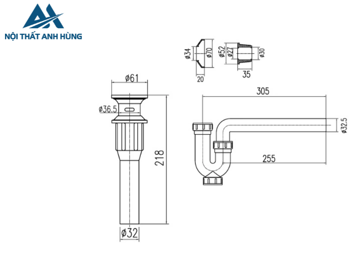 Bộ Xả Lavabo INAX A-325PS Nhựa