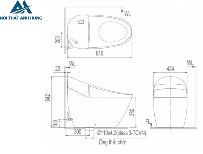 Bồn cầu 1 khối INAX AC-2700VN nắp đóng êm