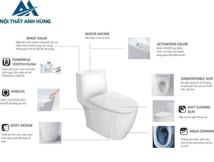 Bồn cầu 1 khối INAX AC-902VN nắp đóng êm