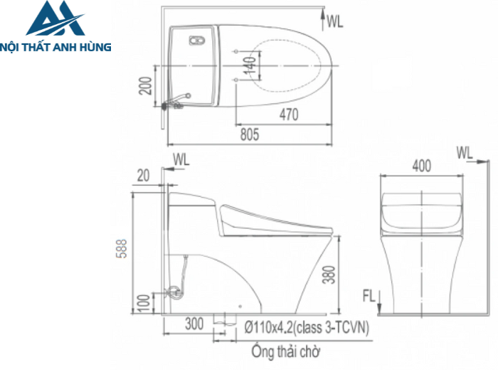 Bồn cầu 1 khối nắp điện tử INAX AC-1008R + CW-H20VN