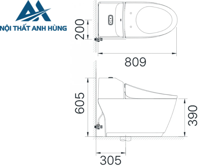 Bồn cầu 1 khối nắp điện tử INAX AC-1032 + CW-H20VN