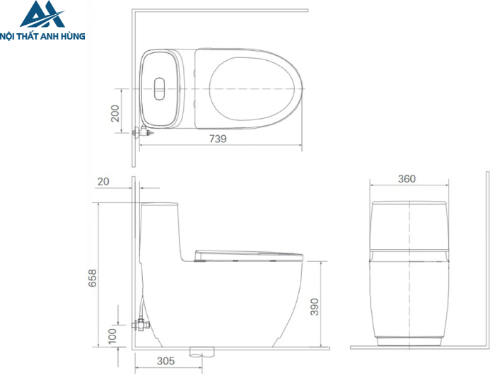 Bồn cầu 1 khối nắp điện tử INAX AC-1052 + CW-H20VN