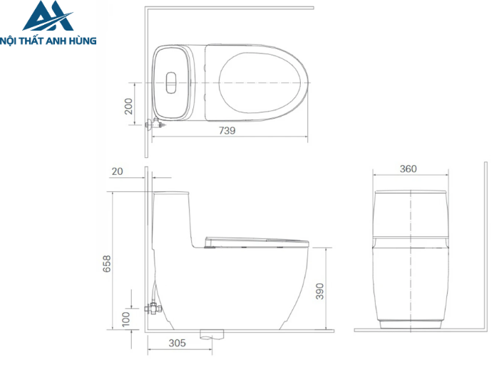 Bồn cầu 1 khối nắp điện tử INAX AC-1052 + CW-KA22AVN