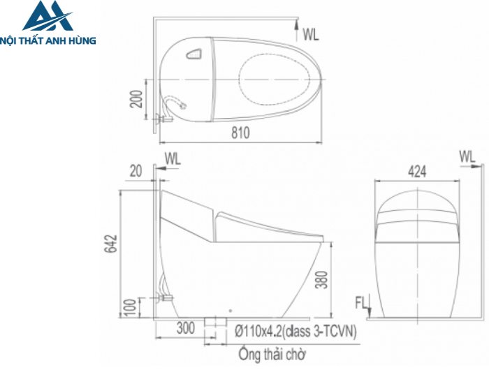 Bồn cầu 1 khối nắp điện tử INAX AC-2700 + CW-H20VN