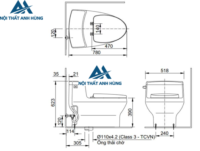 Bồn cầu 1 khối nắp điện tử INAX AC-4005 + CW-H18VN