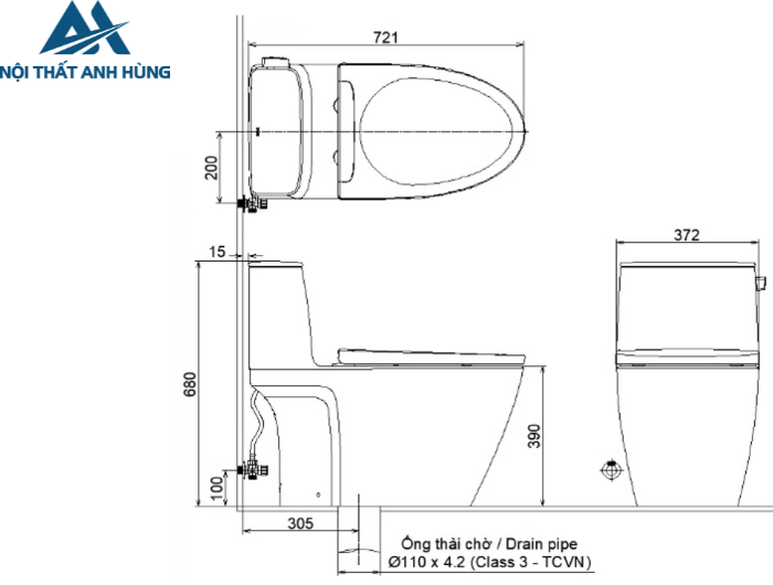 Bồn cầu 1 khối nắp điện tử INAX AC-912 + CW-H17VN