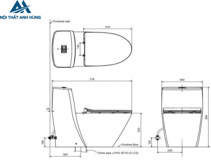 Bồn cầu 1 khối nắp điện tử INAX AC-919R + CW-H17VN