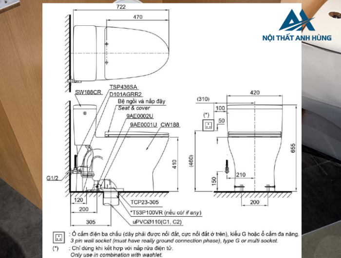 Bồn cầu 1 khối TOTO MS188VKT2 nắp đóng êm TC393VS