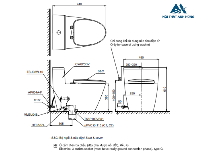 Bồn cầu 1 khối TOTO MS625DT2 nắp đóng êm TC393VS