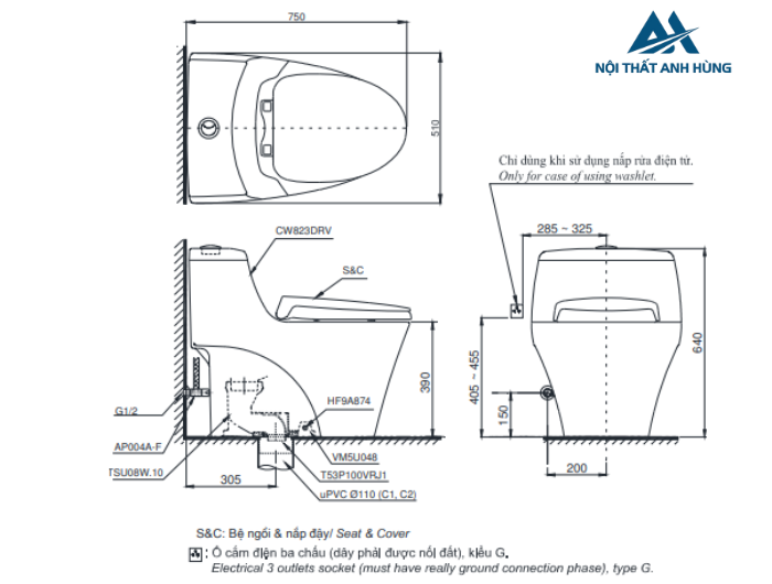 Bồn cầu 1 khối TOTO MS823DRT2 nắp đóng êm TC393VS