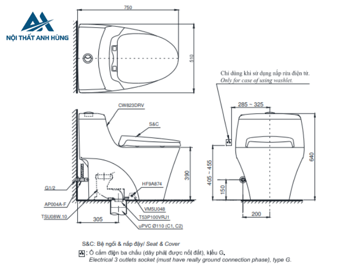Bồn cầu 1 khối TOTO MS823DRT8 nắp đóng êm TC600VS