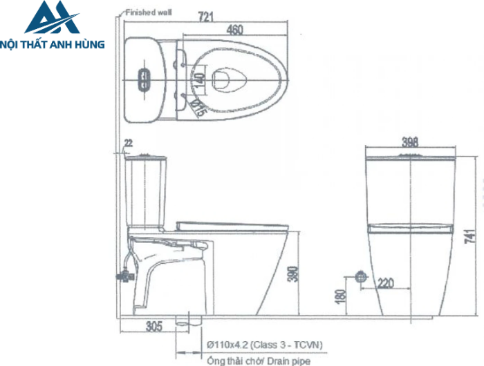 Bồn cầu 2 khối nắp điện tử INAX AC-602 + CW-KA22AVN