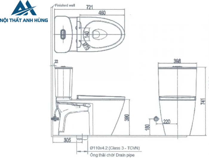 Bồn cầu 2 khối nắp điện tử INAX AC-602 + CW-KB22AVN