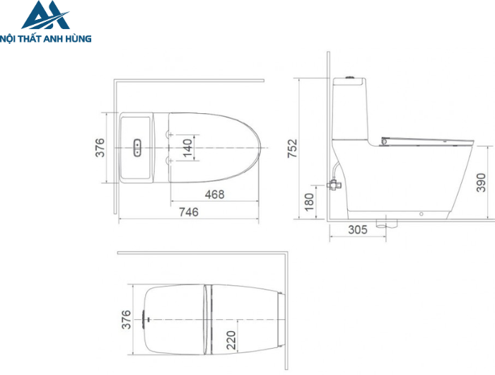 Bồn cầu 2 khối nắp điện tử INAX AC-832 + CW-KA22AVN