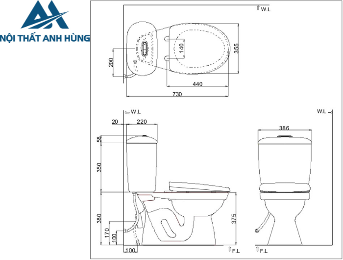 Bồn Cầu 2 Khối Nắp Rửa Cơ INAX C-306PT + CW-S15VN