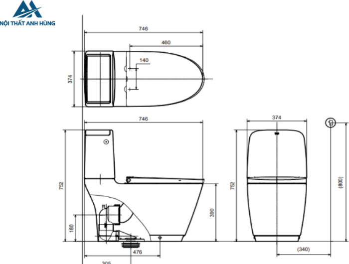 Bồn cầu 2 khối xả cảm ứng INAX ACT-832VN nắp đóng êm