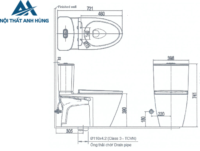 Bồn cầu 2 khối xả cảm ứng nắp điện tử INAX ACT-602 + CW-KA22AVN