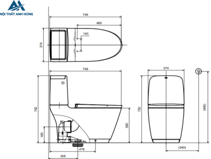 Bồn cầu 2 khối xả cảm ứng nắp rửa cơ INAX ACT-832 + CW-S15VN