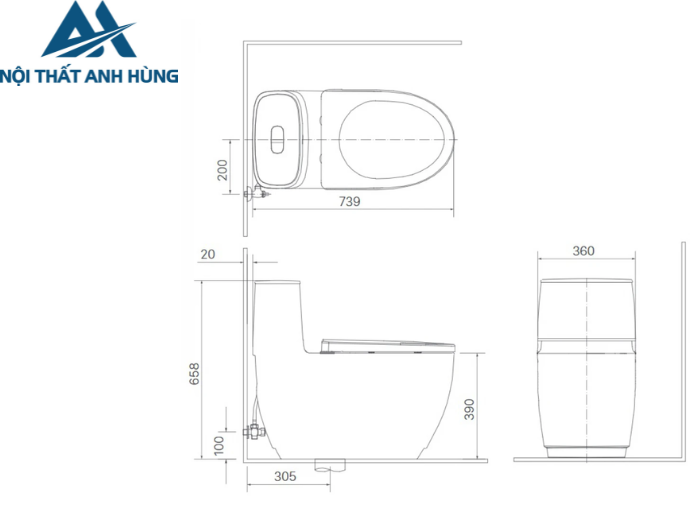 Bồn Cầu INAX AC-1052VN 1 Khối Nắp Êm