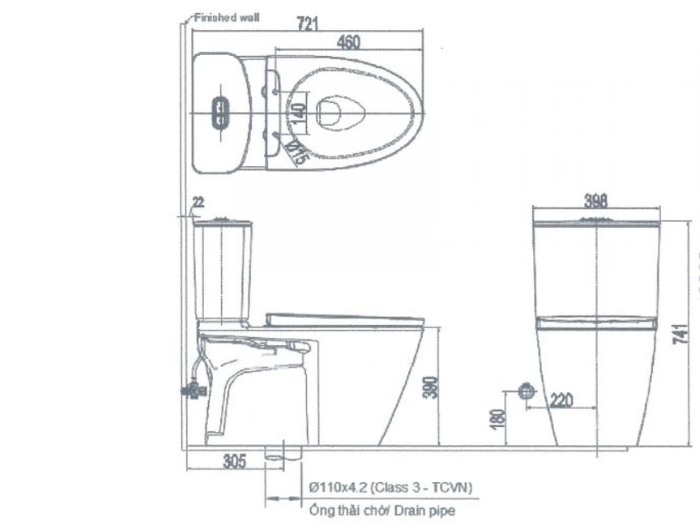 Bồn Cầu INAX AC-602VN 2 Khối Xả Nhấn Aqua Ceramic