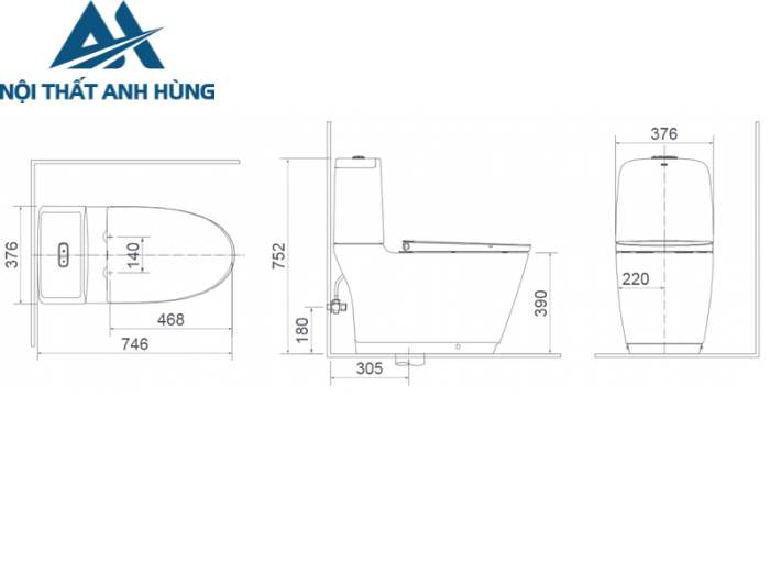 Bồn Cầu INAX AC-832VN 2 Khối Xả Nhấn Aqua Ceramic