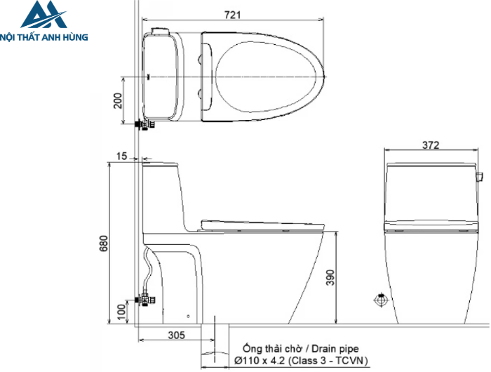 Bồn Cầu INAX AC-912VN 1 Khối Nắp Đóng Êm