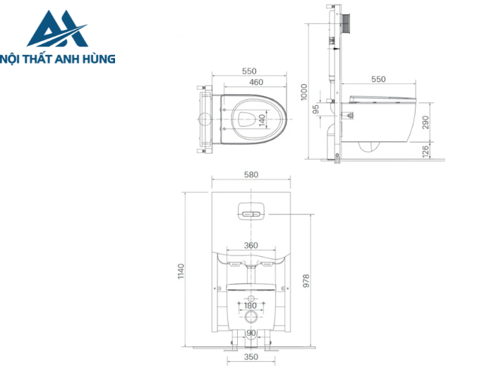 Bồn Cầu INAX AC-952VN Treo Tường