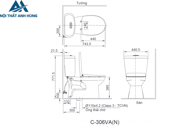 Bồn Cầu INAX C-306VAN 2 Khối Nắp Êm
