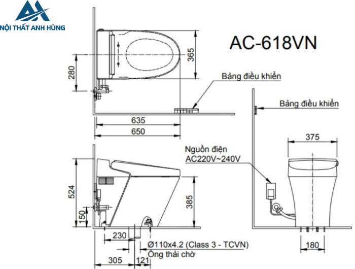 Bồn Cầu Thông Minh INAX AC-618VN