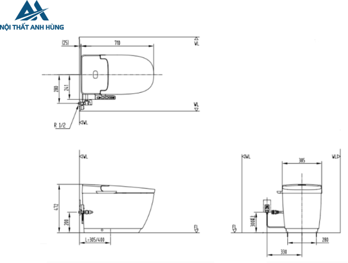 Bồn Cầu Thông Minh INAX AC-816VN SARAS LIGHT-E