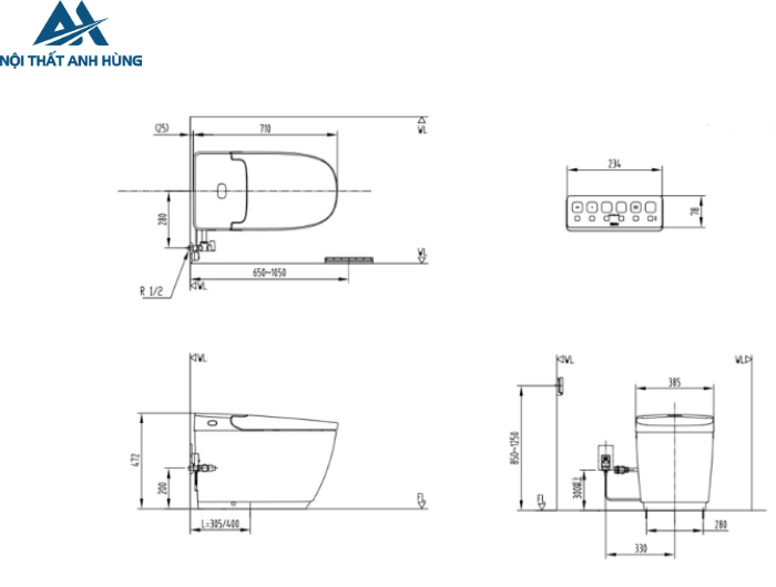 Bồn Cầu Thông Minh INAX AC-819VN SARAS AUTO OPEN Cảm Ứng