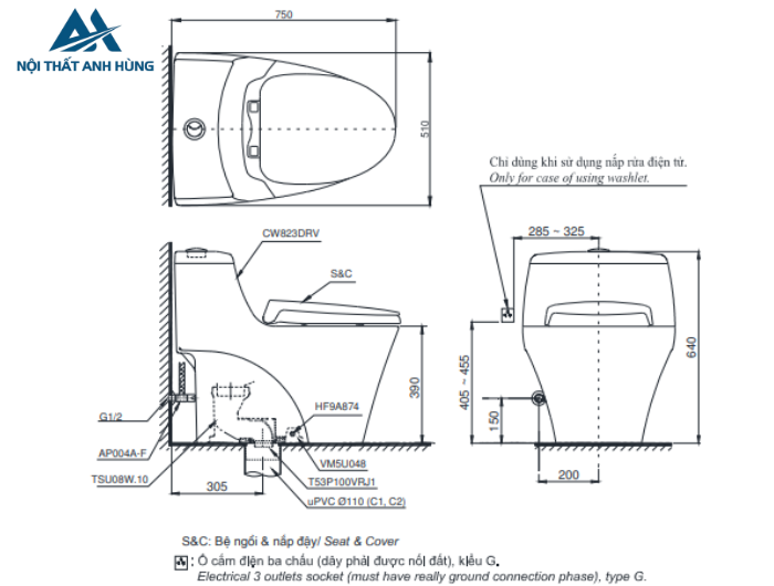 Bồn cầu TOTO MS823DRW11 1 khối nắp điện tử Washlet S7