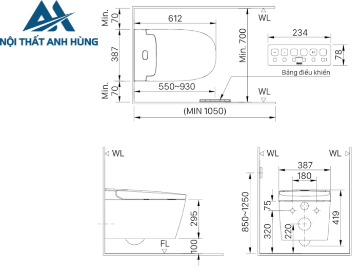Bồn Cầu Treo Tường Thông Minh INAX AC-820VN Saras