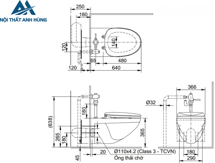 Bồn Cầu Treo Tường Nắp Điện Tử INAX AC-22P + CW-H18VN