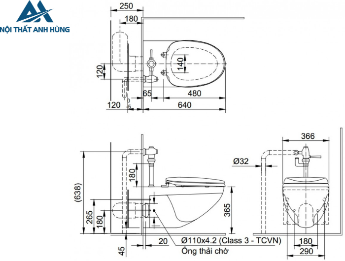 Bồn Cầu Treo Tường Nắp Rửa Cơ INAX AC-22P + CW-S15VN