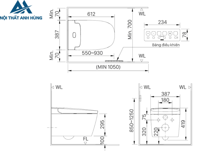 Bồn Cầu Treo Tường Thông Minh INAX AC-821VN Saras Plasmacluster