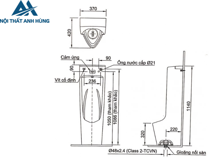 Bồn Tiểu Đặt Sàn Inax AFU-600VAC Cảm Ứng 220V