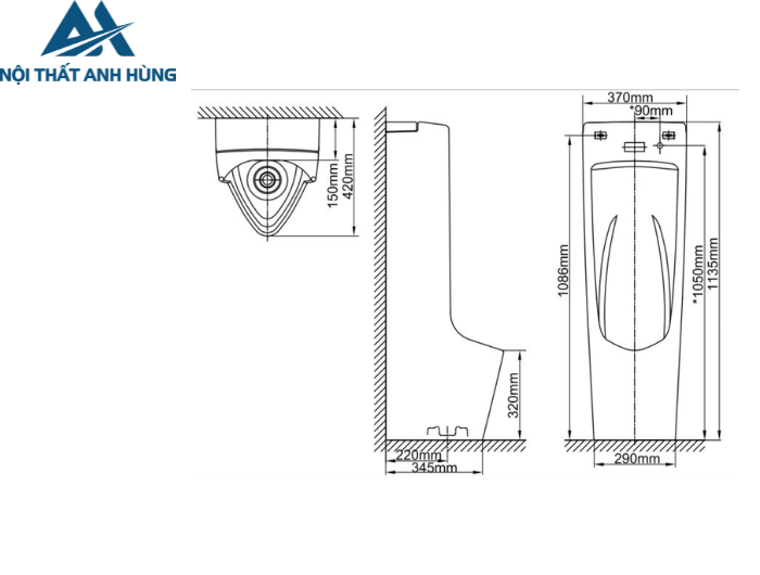 Bồn Tiểu Inax AFU-600VDC Cảm Ứng PIN Đặt Sàn