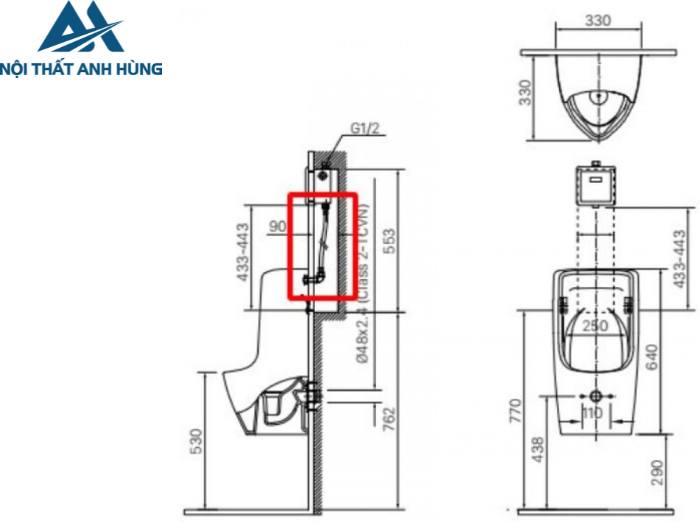Bồn tiểu treo tường INAX U-431VAC