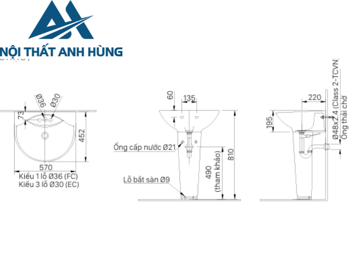Chân Dài Lavabo INAX L-288VD  Đặt Sàn 