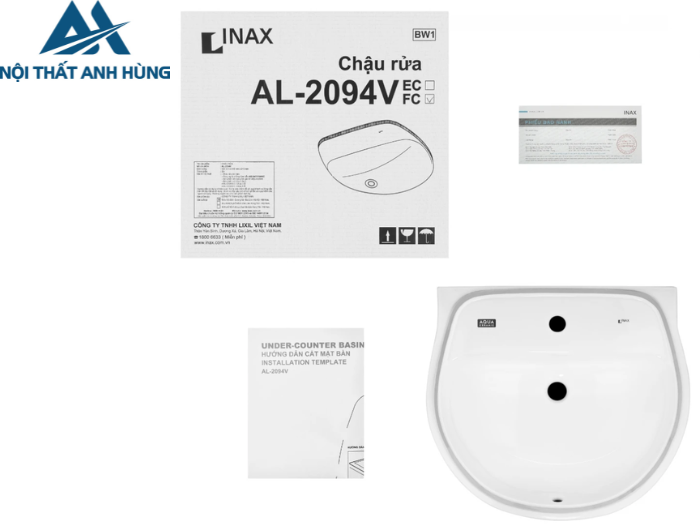 Chậu Rửa Lavabo Inax AL-2094V Âm Bàn Aqua Ceramic