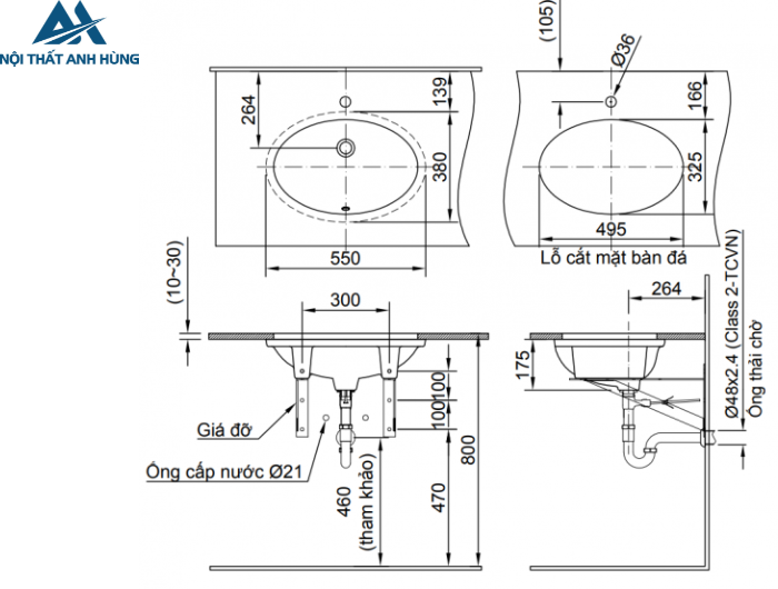 Chậu Rửa Lavabo Inax AL-2216V Âm Bàn Aqua Ceramic