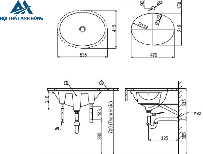 Chậu Rửa Lavabo Inax AL-2293V Âm Bàn Aqua Ceramic